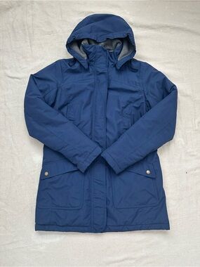 Lands' End Blue Squall Jacket Hooded Thermacheck Fleece Lined Parka XS 2-4